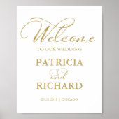 ようこそ結婚の金エレガント箔のサイン ポスター (正面)
