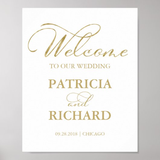 ようこそ結婚の金エレガント箔のサイン ポスター (正面)