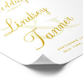 ようこそ結婚の金ゴールドスクリプト付きエレガント署名 ポスター (角)