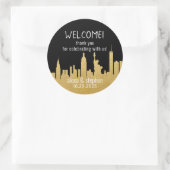 ようこそ結婚のNYCスカイラインニューヨーク市金ゴールド ラウンドシール (バッグ)