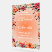 ようこそ結婚のSign boho赤い緑のオレンジ色のフローラ アクリルサイン (傾斜)