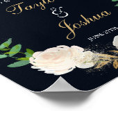 ようこそ結婚のSign Navyフローラリース ポスター (角)