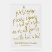 ようこそ結婚シートの選択金ゴールドの看板 アクリルサイン (正面)