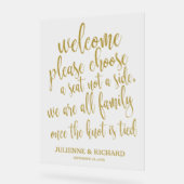 ようこそ結婚シートの選択金ゴールドの看板 アクリルサイン (傾斜)