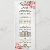 ようこそ結婚パーティーのピンクの水色の花の光沢 プログラム (裏面)