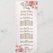 ようこそ結婚パーティーのピンクの水色の花の光沢 プログラム (裏面)