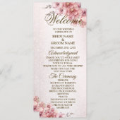 ようこそ結婚パーティーのピンクの水色の花の光沢 プログラム (正面/裏面)