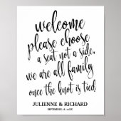 ようこそ結婚白と黒の看板を選択 ポスター (正面)