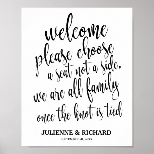 ようこそ結婚白と黒の看板を選択 ポスター (正面)