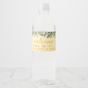 ようこそ緑のユーカリ結婚プス葉の水のボット ペットボトルラベル
