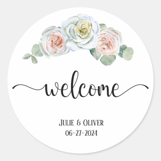 ようこそ繊細な水のカラーバラ ラウンドシール (正面)