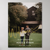 ようこそ署名スクリプトのハート写真 箔ポスター (正面)