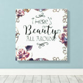 ようこそ美しいのまわりにすべての蝶とバラ キャンバスプリント (インサイチュ (ウッドフロア))