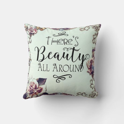 ようこそ美しいのまわりにすべての蝶とバラ クッション (裏面)