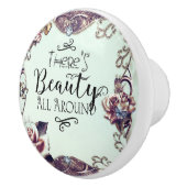 ようこそ美しいのまわりにすべての蝶とバラ セラミックノブ (右)