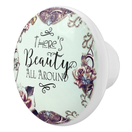 ようこそ美しいのまわりにすべての蝶とバラ セラミックノブ (右)