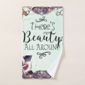 ようこそ美しいのまわりにすべての蝶とバラ バスタオルセット (ハンドタオル)