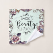 ようこそ美しいのまわりにすべての蝶とバラ バスタオルセット (ウォッシュタオル)