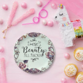 ようこそ美しいのまわりにすべての蝶とバラ ペーパープレート (パーティー)