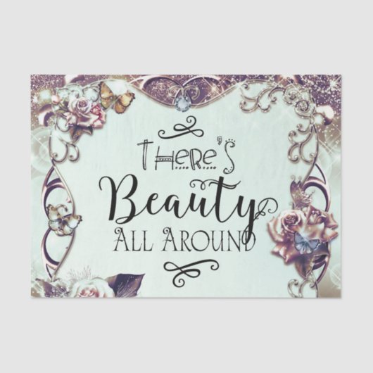 ようこそ美しいのまわりにすべての蝶とバラ 薄葉紙 (正面)