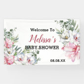 ようこそ背景バナーマグノリアのピンクの白いフローラ 横断幕 (横)