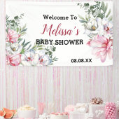 ようこそ背景バナーマグノリアのピンクの白いフローラ 横断幕