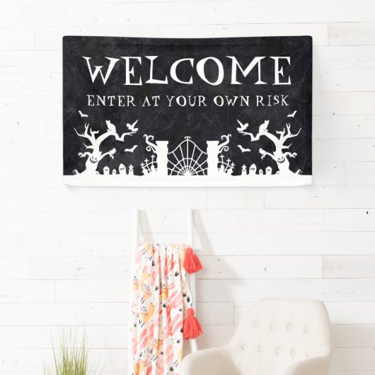 ようこそ自分のリスクでの入力ハロウィーン 横断幕 (インサイチュ)