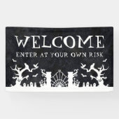 ようこそ自分のリスクでの入力ハロウィーン 横断幕 (横)