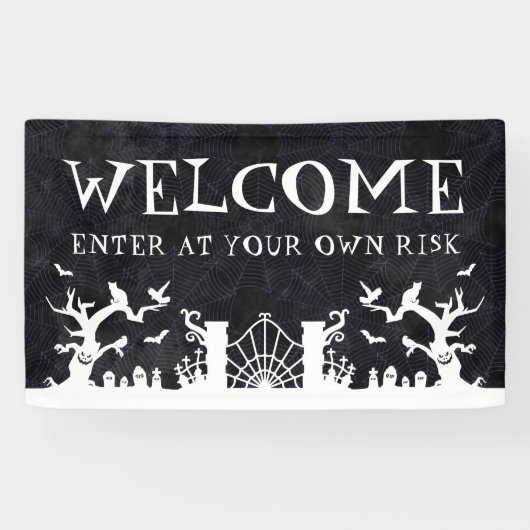 ようこそ自分のリスクでの入力ハロウィーン 横断幕 (横)