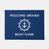ようこそ航海のいかりロープヘルムボート名 ドアマット (正面)