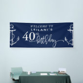 ようこそ航海のいかり40th誕生日パーティーネイビー 横断幕 (トレードショー)