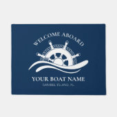 ようこそ船の名航海の前Ship Wheel Navy ドアマット (正面)