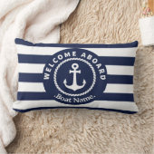 ようこそ船へ。ボート名。 ランバークッション (ブランケット)