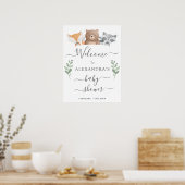 ようこそ赤ちゃんシャワーかわいいウッドランド動物 ポスター (キッチン)