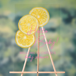 ようこそ赤ちゃんシャワーレモンのアクリルサイン アクリルサイン