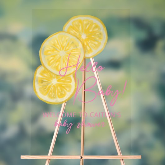 ようこそ赤ちゃんシャワーレモンのアクリルサイン アクリルサイン (ニュートラル)