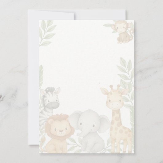 ようこそ赤ちゃんシャワー赤ちゃん動物 招待状 (裏面)