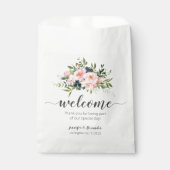 ようこそ赤面ピンクと青の花 フェイバーバッグ (正面)