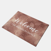 ようこそ赤面ピンク – バラ金ゴールド紅葉 ドアマット (アングル)