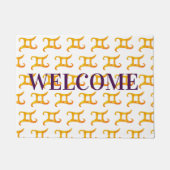 ようこそ金ゴールドジェミニ星占い標識 ドアマット (正面)