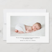 ようこそ金ゴールドスクリプトベビー誕生統計と写真 案内状 (裏面)