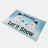 ようこそ雪降り雪だるま ドアマット (アングル)