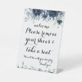 ようこそ靴のサインを取り除いてくださいフローラ 台座サイン (正面)