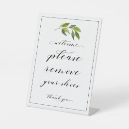 ようこそ靴の緑の2号を取り除いて下さい 台座サイン