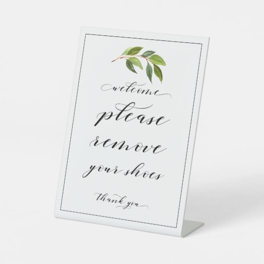 ようこそ靴の緑の2号を取り除いて下さい 台座サイン (正面)