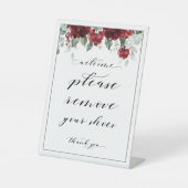 ようこそ靴の赤い牡丹印を取り除いて下さい 台座サイン (正面)