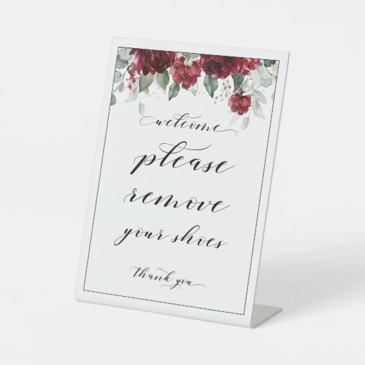 ようこそ靴の赤い牡丹印を取り除いて下さい 台座サイン (正面)