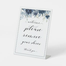 ようこそ靴の青い牡丹の看板を外して下さい 台座サイン