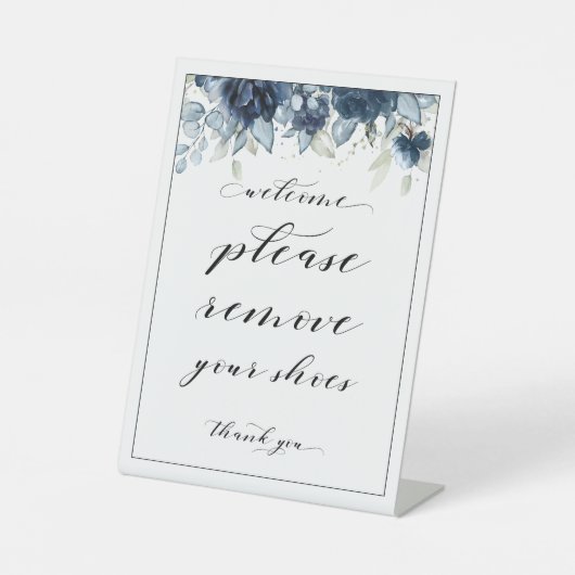 ようこそ靴の青い牡丹の看板を外して下さい 台座サイン (正面)