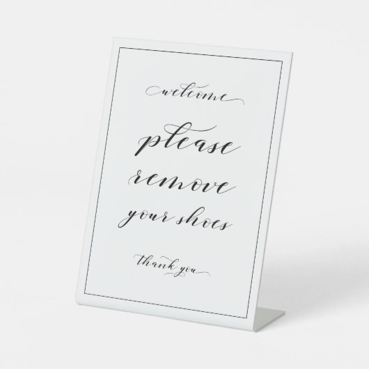 ようこそ靴を取り除きなさいウッドランドサイン 台座サイン (正面)
